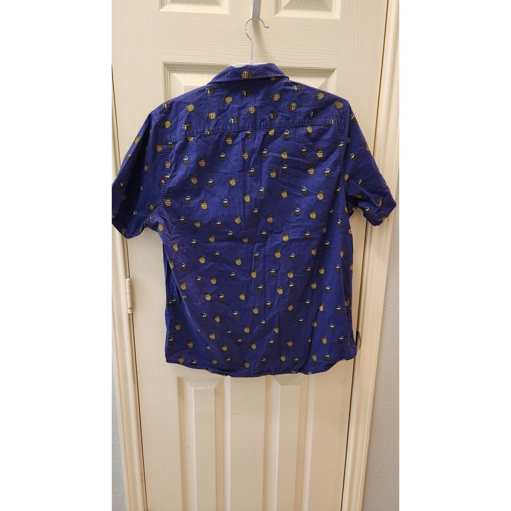 Graphic Short Sleeve Poplin Shirt In Blue Naval Coconut Drink men's large - Picture 4 of 4